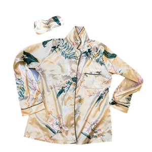 Matching Sleeping Eye Mask and button down Pajama Top size Medium